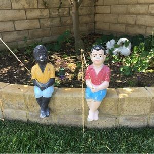 Fishing boys yard ornaments